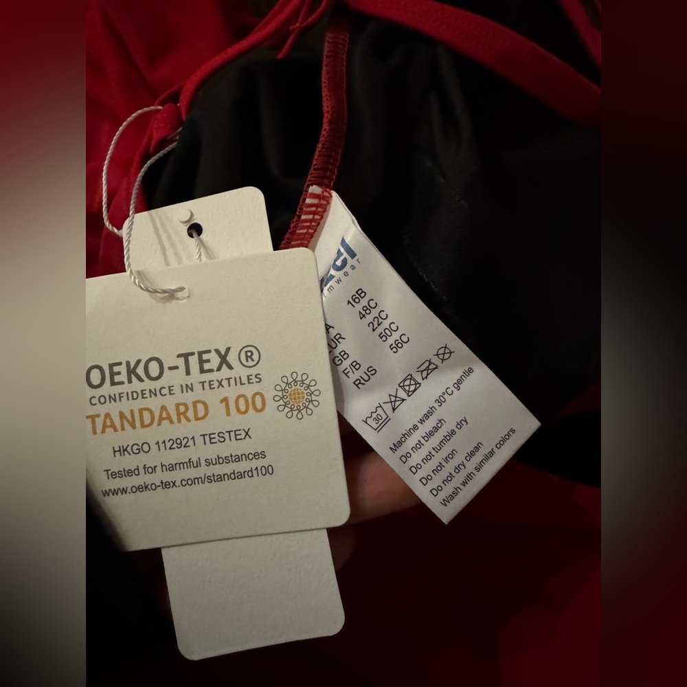 Women's Red Ruched One-Piece Swimsuit - Picture 9 of 9